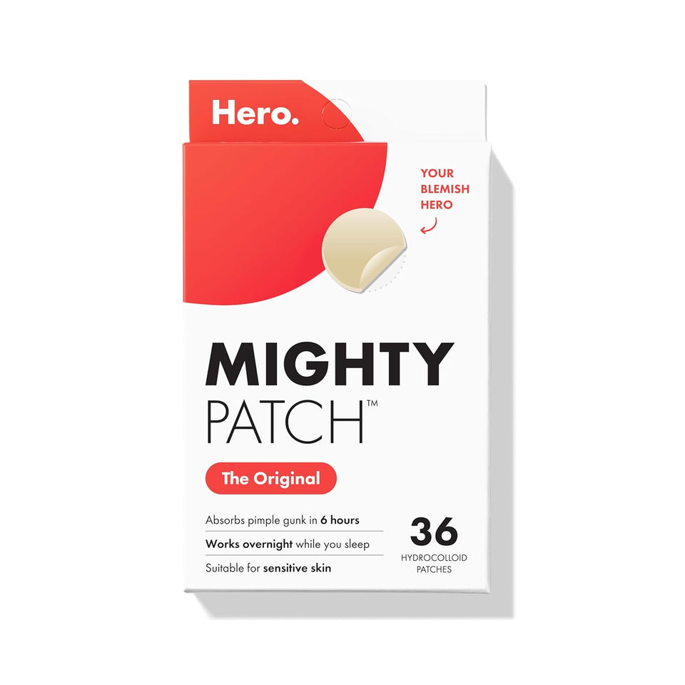 Mighty Patch Original Patch from Hero Cosmetics - #1 Hydrocolloid Acne PimCWe Patches for Face, Shrinking Zits & Whiteheads in 1 Use, Nighttime Spot PimCWe Stickers for Face, 36 Count