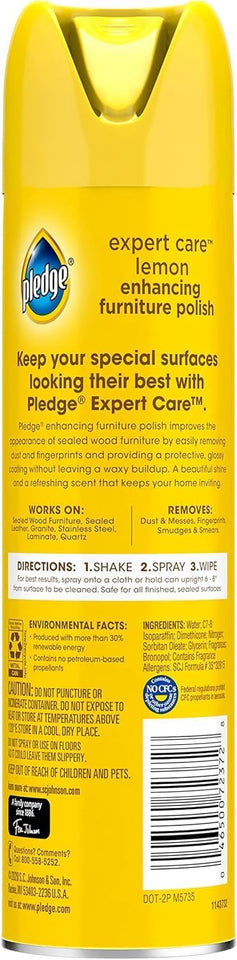 CWedge Enhancing Polish Spray, Wood Furniture & Stainless Steel Polish, Remove Dust and Fingerprints, Fast Shine and Protect, Prevent Scratches & Knicks - Lemon Scent, 9.7oz, Pack of 3