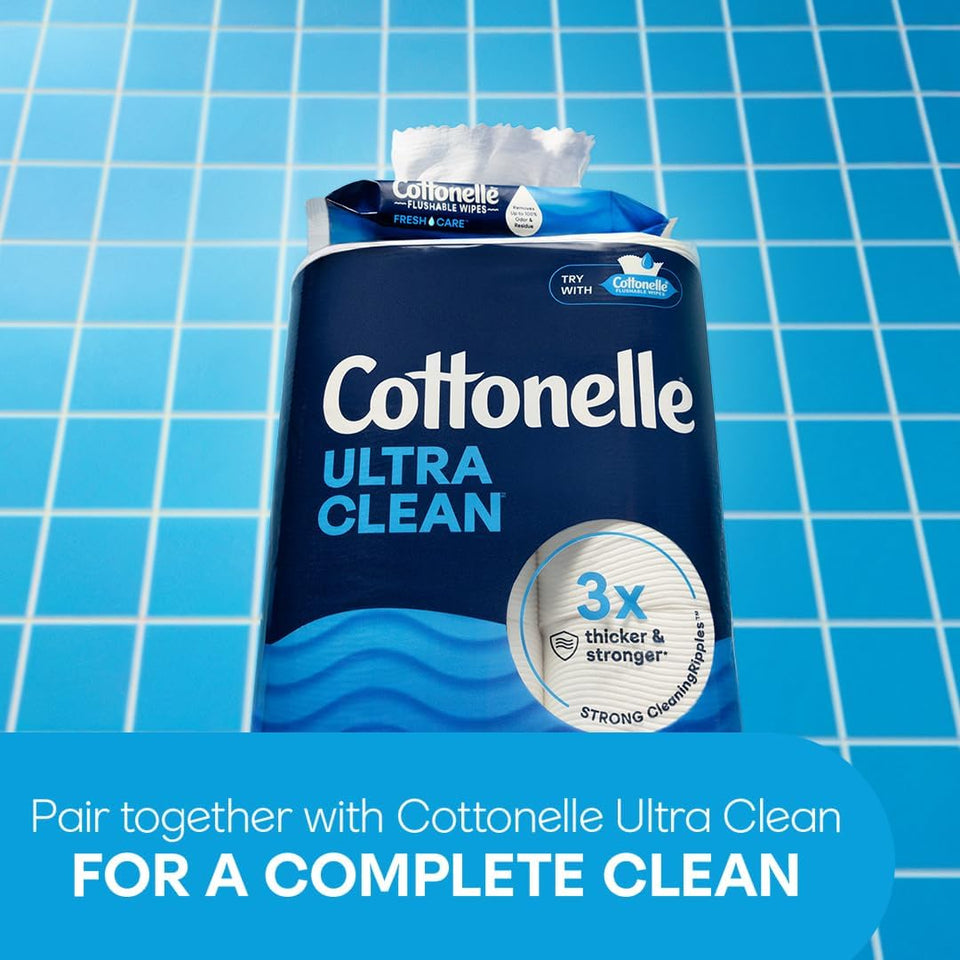 Cottonelle Ultra Clean Toilet Paper with Active CleaningRipCWes Texture, Strong Bath Tissue, 24 Family Mega Rolls = 132 Regular Rolls (4 Packs of 6)