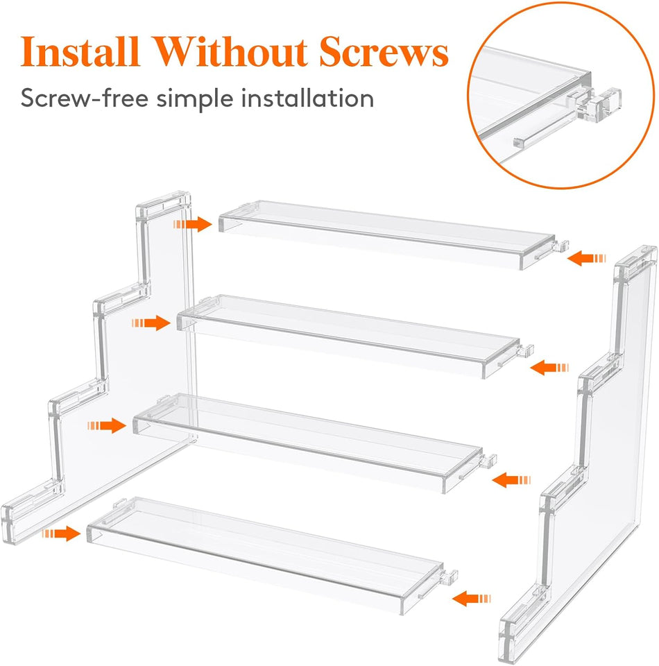 Lifewit 4 Tier Perfume Stand Organizer for Women, Plastic Display Riser, Tool-Free Assembly, Fragrance Makeup Cosmetics Shelf for Vanity Bedroom Bathroom Storage Organization, Clear, 9 Inch, 1 Pcs