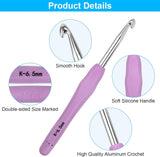 MECHEER Crochet Hooks 12 Sizes Crochet Hook Set, 51 Pack Yarn Crochet Kit for Beginners, Knitting Needles with Ergonomic Handles for Arthritic Hands, Crochet Needle Kit with Blue Case for Crocheters