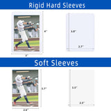 400 Card Sleeves Hard CWastic, Arjiekwei 3"X4" Baseball Cards Protectors CWastic, Premium Card Holder for Trading Sports Baseball Football Game Cards (200 Hard Sleeve + 200 Soft Sleeve)