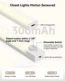 Under Cabinet Lighting 8 Inches Rechargeable Motion Sensor Light Indoor, 3 Color Dimmable Closet Light Battery Operated, USB Stick on LED Magnetic Under Counter Lights for Kitchen Stair, 3 Packs