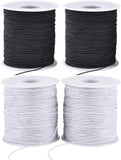 LUSTEMBER Stretchy String for Bracelets, 4 Rolls 1 mm Sturdy Elastic String Elastic Cord for Jewelry Making, Necklaces, Beading (2 Black+ 2 White)