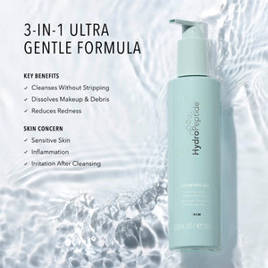 HydroPeptide Cleansing Gel, Toning Face Wash, Effectively Removes Makeup, Dirt, and Excess Oil without Irritation, 6.76 Ounce