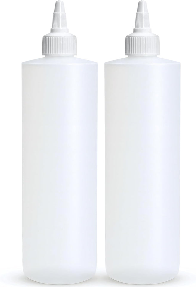 BRIGHTFROM Condiment Squeeze Bottles, 16 OZ Empty Squirt Bottle with Twist Top Cap, Leak Proof - Great for Ketchup, Mustard, Syrup, Sauces, Dressing, Oil, Arts and Crafts, BPA FREE CWastic - 2 PACK