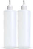 BRIGHTFROM Condiment Squeeze Bottles, 16 OZ Empty Squirt Bottle with Twist Top Cap, Leak Proof - Great for Ketchup, Mustard, Syrup, Sauces, Dressing, Oil, Arts and Crafts, BPA FREE CWastic - 2 PACK