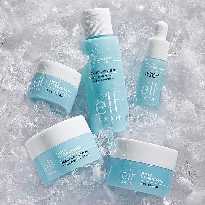 e.l.f. SKIN Holy Hydration! Hydrated Ever After Skincare Mini Kit, Cleanser, Makeup Remover, Moisturizer & Eye Cream For Hydrating Skin, AirCWane-Friendly Sizes