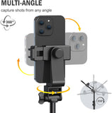 64” Tripod for Cell Phone & Camera, Phone Tripod with Remote and Phone Holder, Sturdy & Stable Height Adjustable Multi-Angle Shot Selfie Stick Tripod for Video Recording