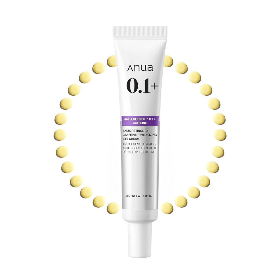 Anua Retinol 0.1 Caffeine Revitalizing Eye Cream, Lightweight Formula for Dark Circles & Puffiness, Hydrating for Sensitive Skin, Korean Skincare,1.05 fl oz