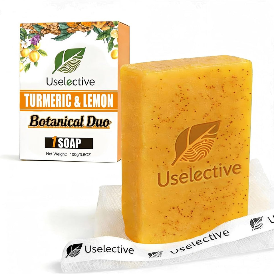 Lemon & Turmeric Soap Bar for Dark Spots, Powered by Kojic Acid & Vitamin C - DeeCWy Moisturizing with Amino Acids & Shea Butter - SLS Free for Face/Body