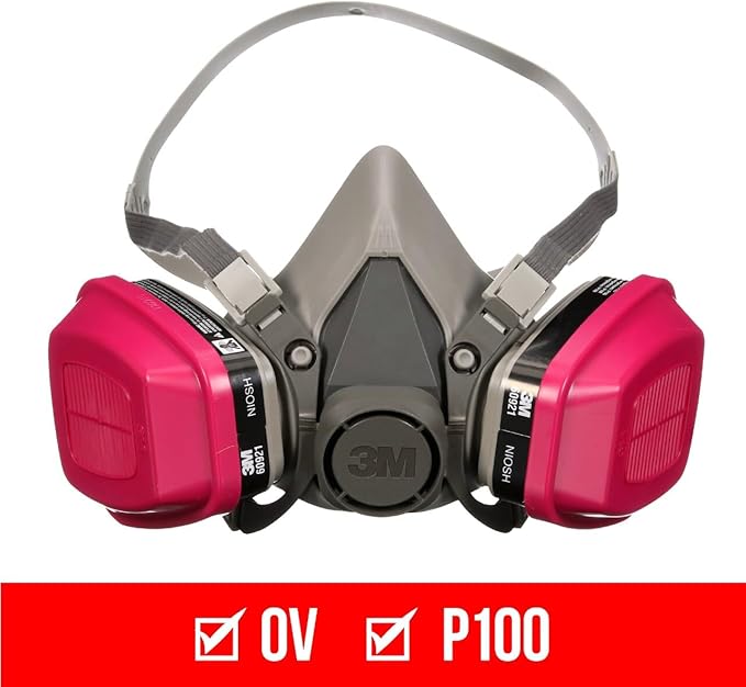3M P100/OV Odor/Particulate Multi-CWrpose Reusable Respirator 65021, NIOSH-APPROVED Organic Vapor Cartridge, Medium