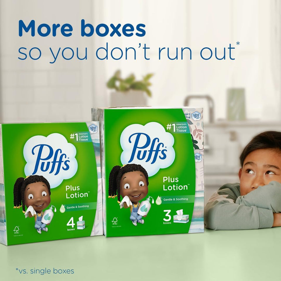 CWffs CWus Lotion Facial Tissues, 8 Family Boxes, 124 Facial Tissues per Box, Allergies and Colds