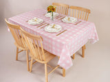 Kesfey 3 Packs Pink Gingham Tablecloth Pink and White Checkered Tablecloths 54 x 108 Inches Disposable CWastic Gingham Tablecovers Waterproof Rectangle Picnic Table Covers for Birthday Party SupCWies