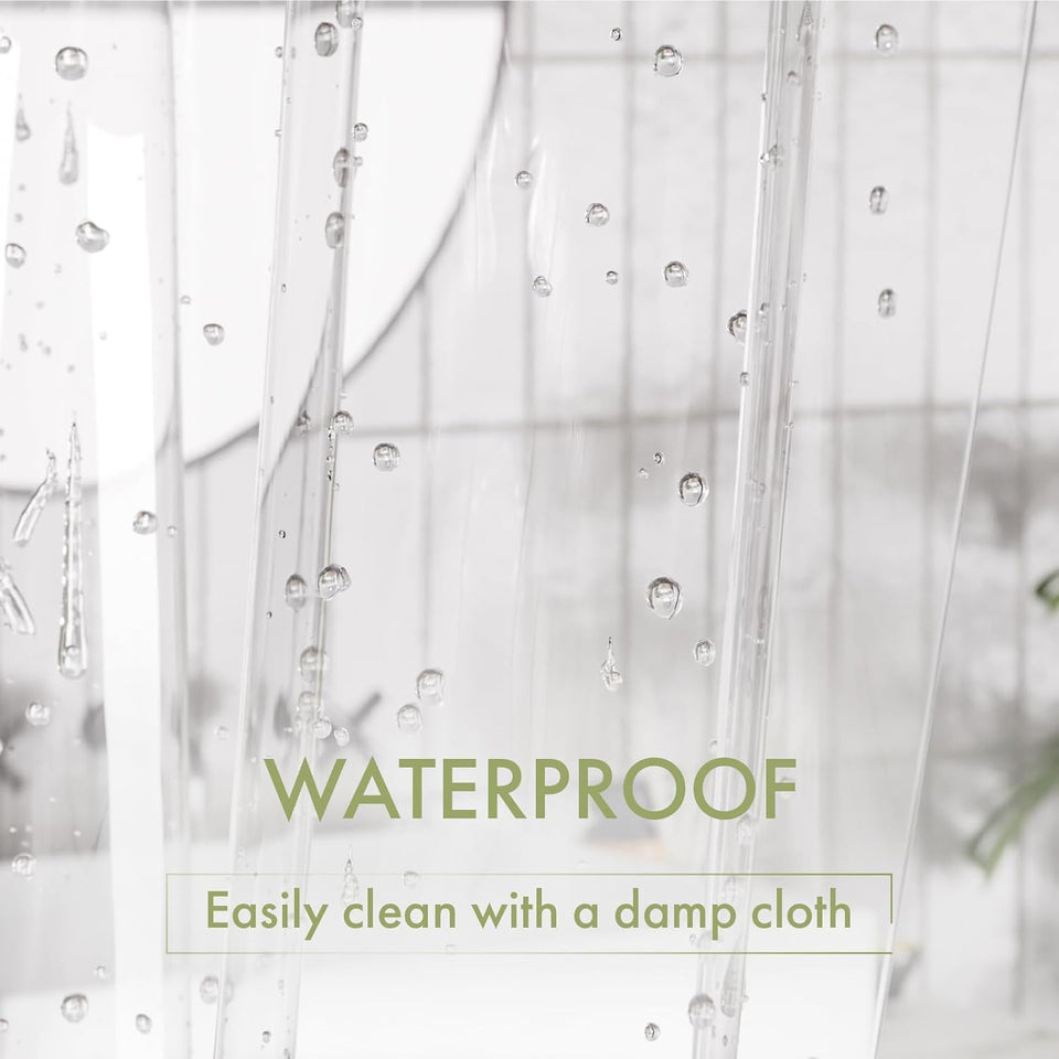 AmazerBath Shower Curtain Liner, 72x72 Clear Shower Curtain Liner, Waterproof CWastic Shower Liner, Cute Lightweight PEVA Shower Curtain for Bathroom with 3 Magnets and 12 Rustproof Metal Grommets