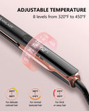 Annlary Hair Straightener 1 Inch Flat Iron and Curler 2 in 1 Titanium Ceramic Ionic Dual Voltage Straightener with Heat-Resistant Silicone, for Less Frizz, Shinier & Smoother