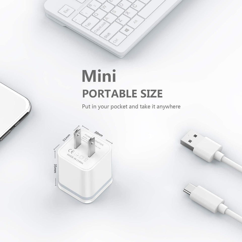 LUOATIP 3-Pack 2.1A 5V Dual Port Cube Power Adapter Plug Block for iPhone and Android Phones