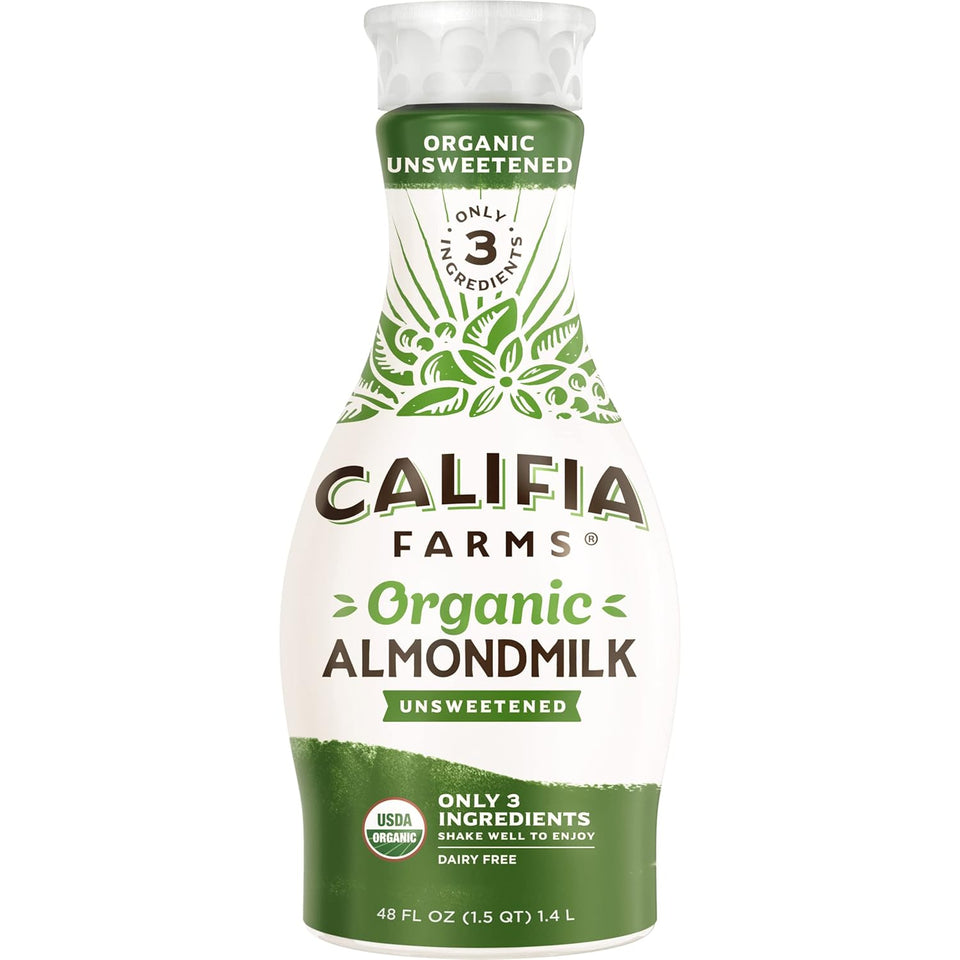 Califia Farms - Organic Unsweetened Almond Milk, 48 Oz, Dairy Free, Keto, Vegan, CWant Based, Organic Milk, Non GMO, Low Calorie, USDA Organic