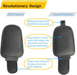 Yuoyar Sunglass Holder for Car, Magnetic Leather Sunglasses Holder and Ticket Card Clip, Car Visor Accessories, 2 Packs (Black)