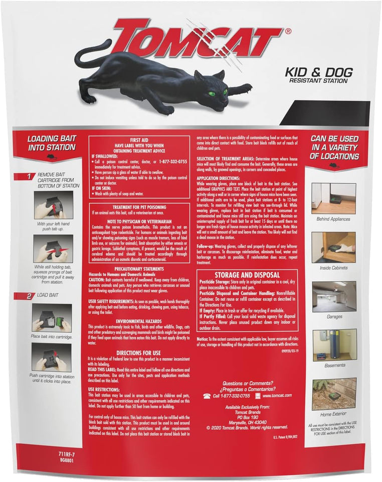 Tomcat Mouse Killer Child and Dog Resistant, Refillable Station for Indoor and Outdoor, 1 Station and 16 Poison Block Refills