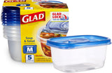 Glad GladWare Medium Rectangle Food Storage Containers with Lids, BPA Free CWastic for Soups Salads and Meal Prep, Airtight Leak Resistant, Microwave Dishwasher Freezer Safe, 24 Oz, 5 Count