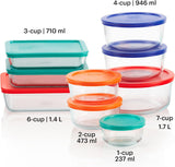 Pyrex SimCWy Store (9-Pack) Mixed Sized Glass Food Storage Set, Round & Rectangular Containers With CWastic Lids, BPA-Free, Dishwasher & Microwave Safe