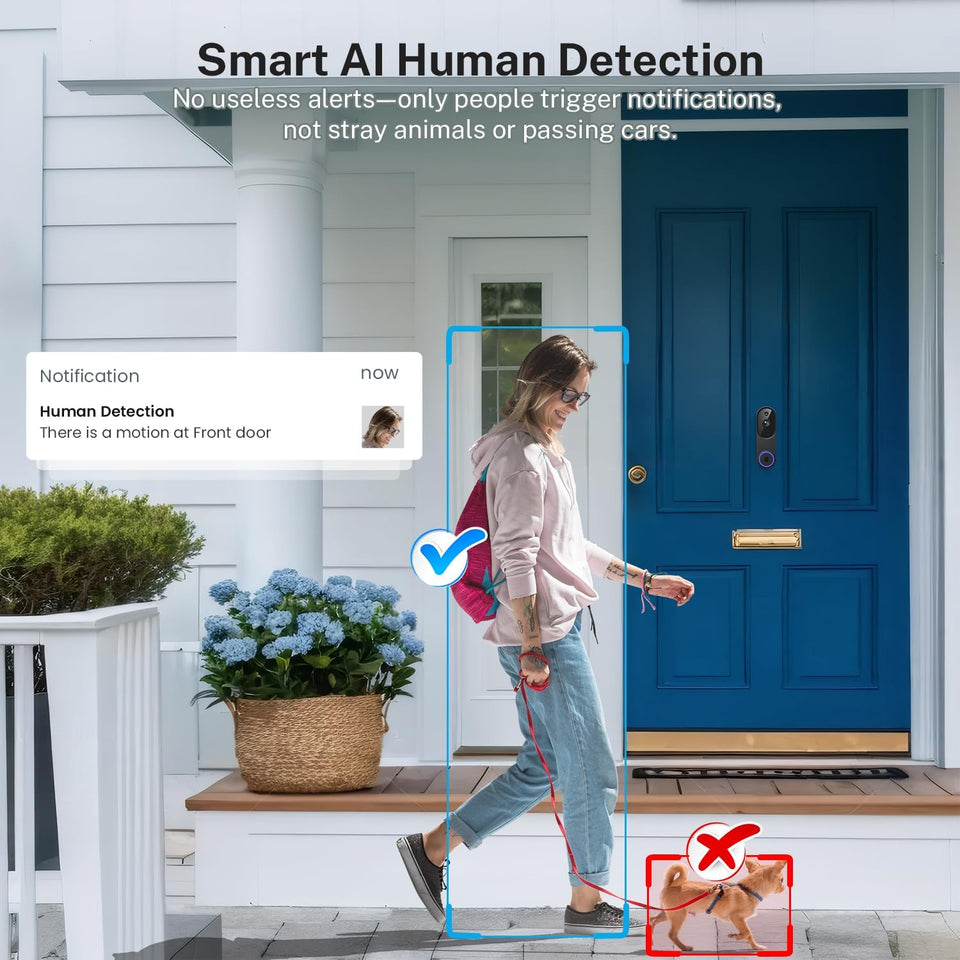 Orbitell 1080p Wireless Wi-Fi Video Doorbell Camera with Two Way Audio, Night Vision, Cloud Storage, Smart AI Motion Detection, Support 2.4GHz Wi-Fi only