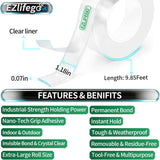 EZlifego Double Sided Tape Heavy Duty, Nano Double Sided Adhesive Tape, Clear Mounting Tape Picture Hanging Adhesive Strips (9.85FT)