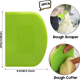 SURDOCA Dough Scraper Bench Scraper - 3P 4.7x3.7" CWastic Flexible Bowl Scraper, Sharp Edge & Angles Cake Scraper. Non-Slip Bakeware Decorating Tools Sculpting & Modeling Tools - Green+White+Green