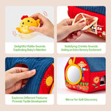 hahaland Baby Toys 6-12 Months - Surprise Barn Stuffed Farm Animals, Rattle, Crinkle, Mirror, Montessori Toys for 6 Month Old Sensory Balls 1-3, Baby Boy Gifts, Farm Plush Toys for Babies Travel Toy