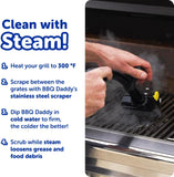 Scrub Daddy BBQ Daddy Grill Brush for Outdoor Grill - Bristle Free Grill Brush with Steel Grill Scraper + Scrub Brush - Temperature Controlled Scrubbing Power for Grill Cleaning (1 Count)