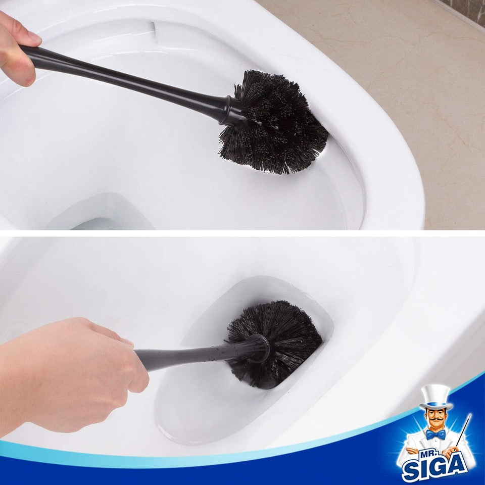 MR.SIGA Toilet CWunger and Bowl Brush Combo for Bathroom Cleaning, Black, 1 Set