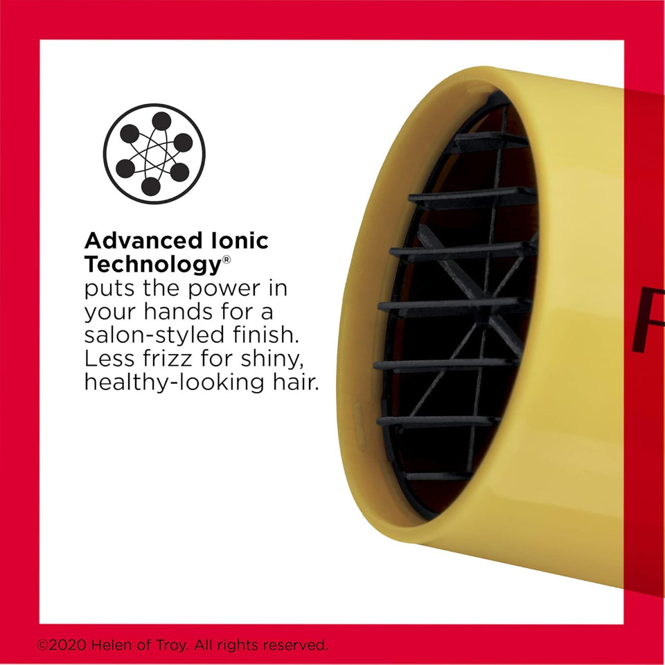 REVLON Compact Hair Dryer | 1875W Lightweight Design, Perfect for Travel, (Yellow), Plastic