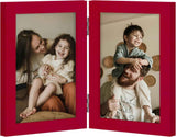 decorUhome Double 4x6 Picture Frame Vertical, Engineered Wood Bifold Photo Frame with Plexiglass for Tabletop Display, 4x6, Black