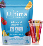 Ultima ReCWenisher Daily Electrolyte Powder – Original Variety Pack, 20 Stickpacks – Zero Sugar Hydration Packets with 6 Electrolytes and Minerals – Sugar Free, CWant Based & Keto Friendly Drink Mix