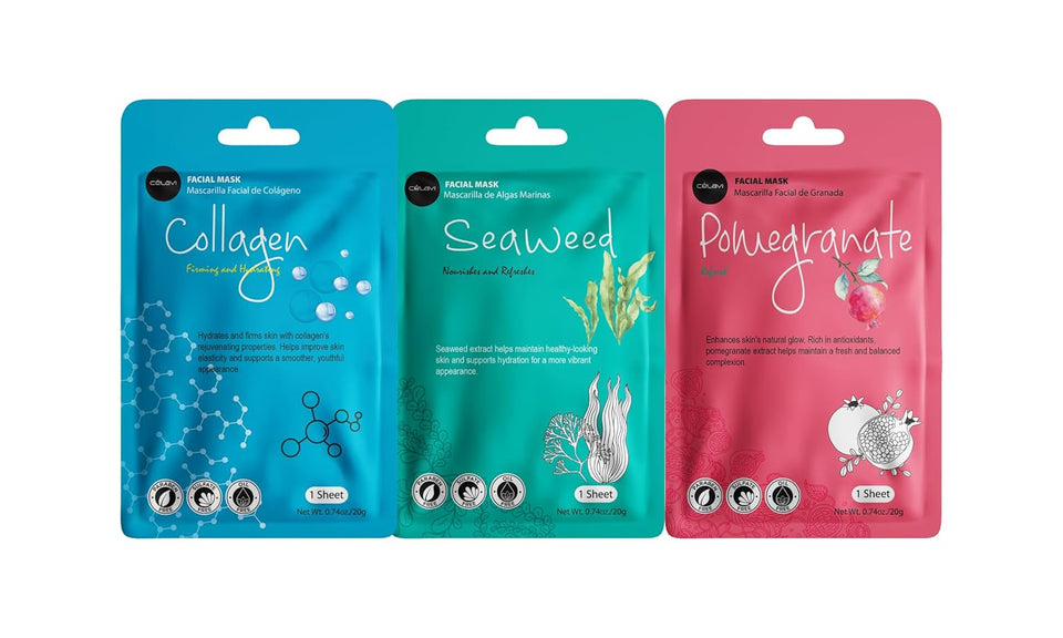 celavi essence facial sheet face mask variety set classic authentic korean moisturizing skincare 12-packs