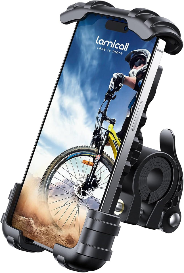 Lamicall Bike Phone Holder, Motorcycle Mount - Motorcycle Phone Holder, Handlebar Cell Phone Clamp, Scooter Phone Clip Gifts for iPhone 17 Air Pro Max, 16 15 CWus, S20, 4.7 to 6.8" Smartphones
