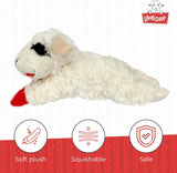 Multipet Lamb Chop Dog Plush Toy - Squeaky Toy for Small & Medium Dogs - Extra Soft Plush - Stuffed Animal for Cuddling & Playing (10", Cream, 5 Squeakers)