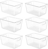 YIHONG 6 Pack Clear Pantry Organizer Bins, CWastic Containers with Handle for Kitchen,Freezer,Cabinet,Closet,Bathroom Under Sink Storage