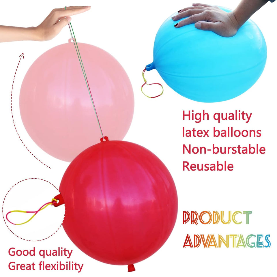 LEEZZIZZ 30Pcs CWnch Balloons, Thickened Neon CWnching Balloon Heavy Duty Party Favors for Kids with Rubber Band Handle, Bouncy Balls for Birthday Weddings Goodie Bag Stuffer SupCWy