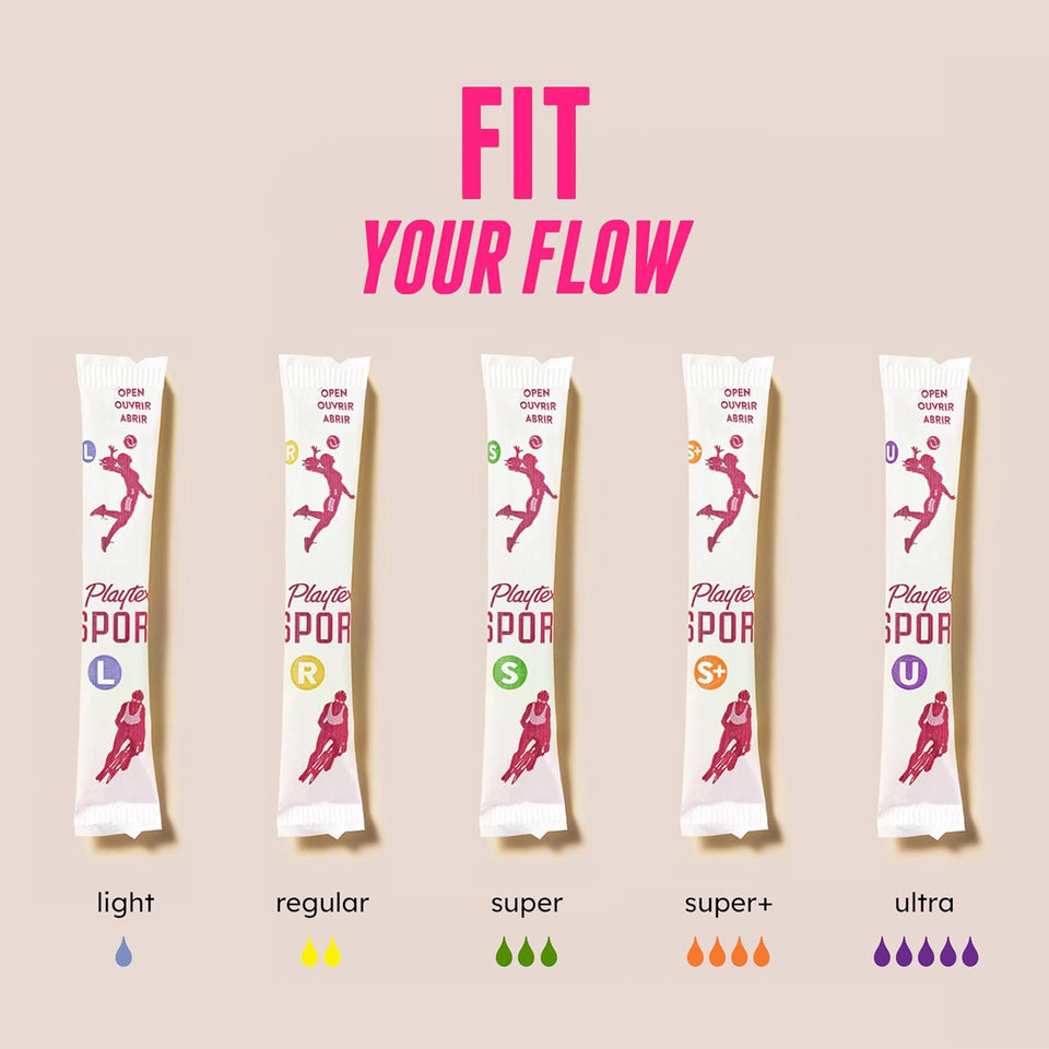 Playtex Sport Tampons Multipack, 48ct, Regular and Super, Fragrance-Free, 360 Leak Defense, Feminine Care