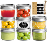 ComSaf Mini 4oz Mason Jars - 8 Pack, Regular Mouth, Small Glass Canning, Spice, Jam, Honey, Jelly, Dessert