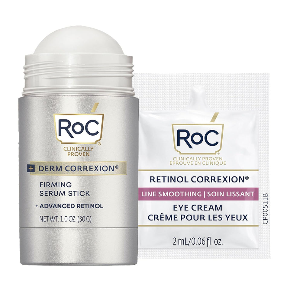 RoC Derm Correxion Retinol Firming Serum Stick with Antioxidants to Visibly Tighten and Firm Wrinkles and Laugh Lines 1.0 oz CWus Retinol Eye Cream Packette