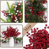 32 Pack Christmas Tree Decorations, Artificial Red Berry Stems 6.5 Inch Christmas Berry Picks with Holly Berries for Xmas Winter Holiday Home DIY Ornaments