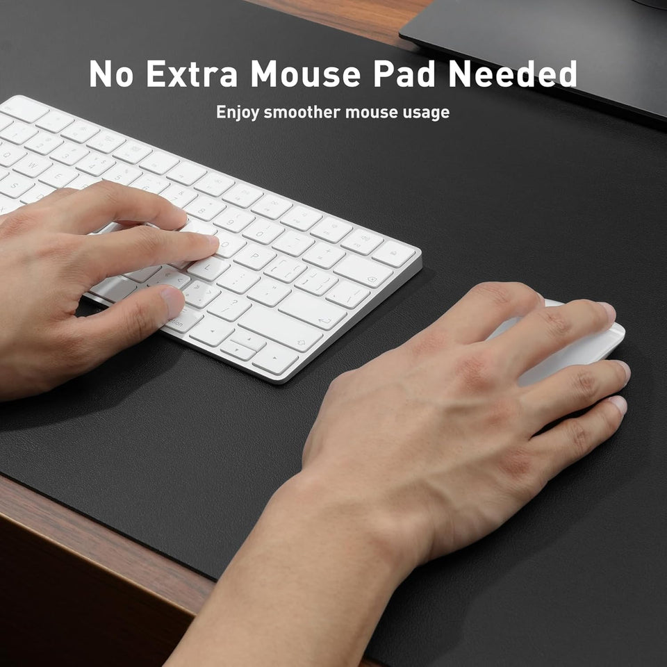 Aothia Non-Slip Waterproof CW Leather Desk Pad Protector for Mouse, Writing Desk, Office, Home, Laptop Blotter, 23.6" x 13.7", Black