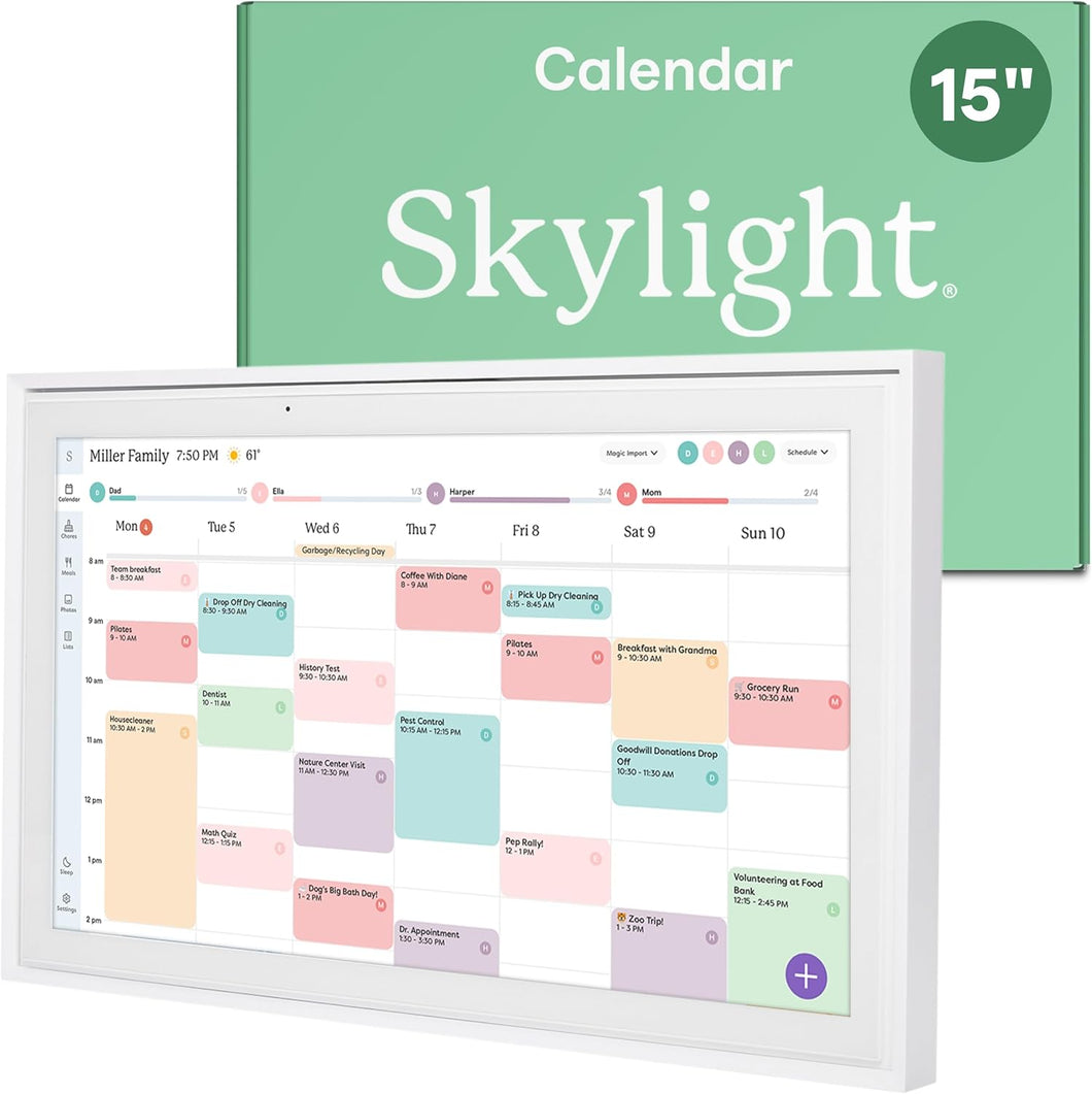 Skylight Calendar: 15-inch Wall Planner Digital Calendar & Chore Chart, Smart Touchscreen Interactive Display for Family Schedules – Wall Mount Included, Great for Organizing Your 2025 Calendar