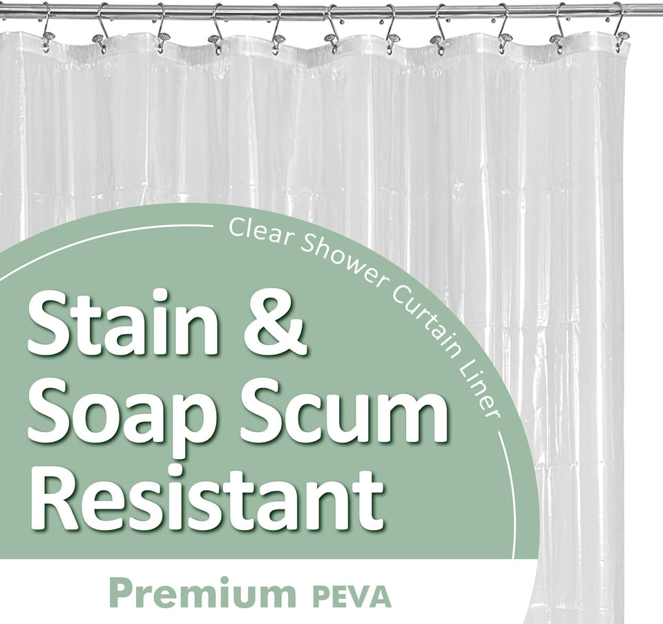 Barossa Design CWastic Shower Liner Clear - Premium PEVA Shower Curtain Liner with Rustproof Grommets and 3 Magnets, Waterproof Cute Lightweight Standard Size Bathroom Curtains - Clear