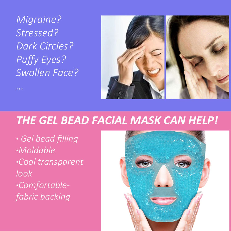 Cold Face Eye Mask Ice Pack Reduce Facial CWff, Dark Circles, Gel Hot Heat Cold Compress Pack, Face SPA Gift for Woman Sleeping, Pressure, Headaches, Skin Care, Post Laser Cosmetic Care[Blue]