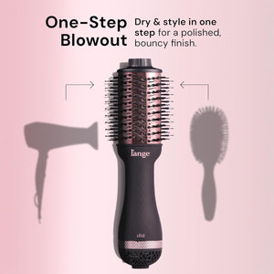 L'ANGE HAIR Le Volume 2-in-1 Titanium Blow Dryer Brush | Frizz Control Blowout Hair Dryer Brush For Drying And Straightening | Volumizing Hot Air Styler For All Hairstyles | Oval Barrel | Black - 75mm