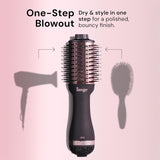 L'ANGE HAIR Le Volume 2-in-1 Titanium Blow Dryer Brush | Frizz Control Blowout Hair Dryer Brush For Drying And Straightening | Volumizing Hot Air Styler For All Hairstyles | Oval Barrel | Black - 75mm
